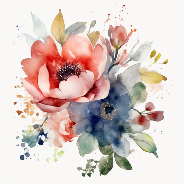 A watercolor painting of flowers with the word love on it.