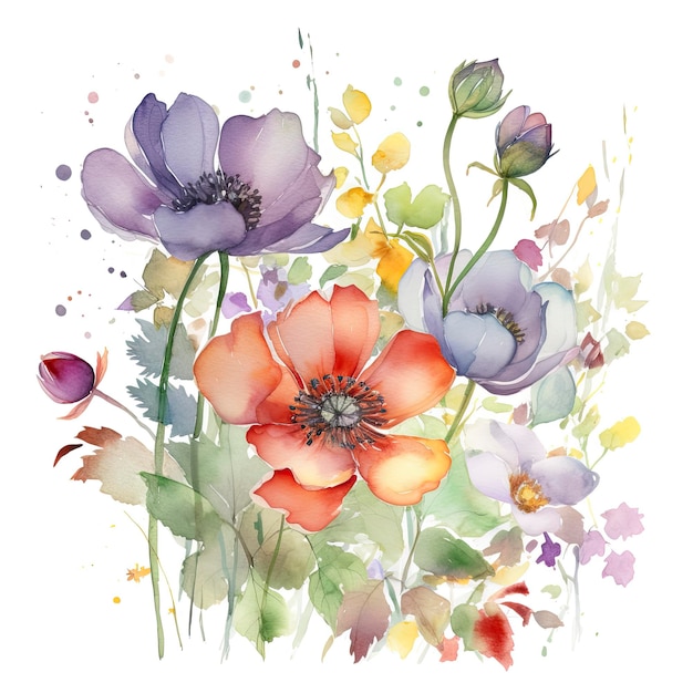 Premium AI Image | A watercolor painting of flowers and the word 