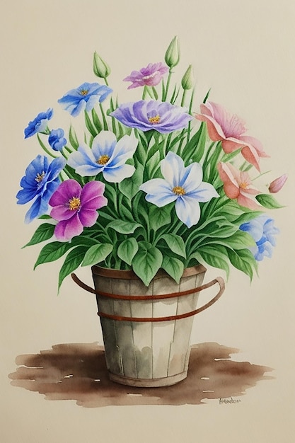 A watercolor painting of flowers