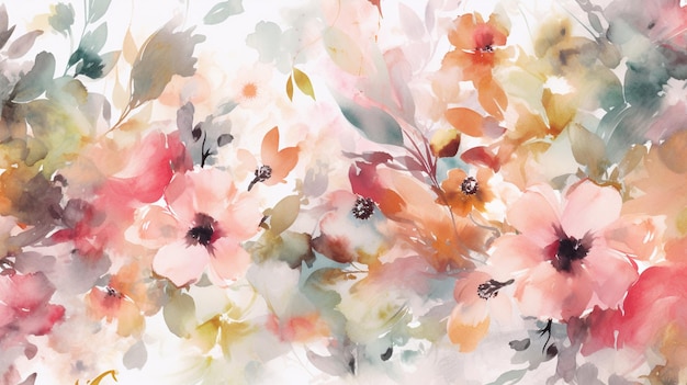 Photo a watercolor painting of flowers.