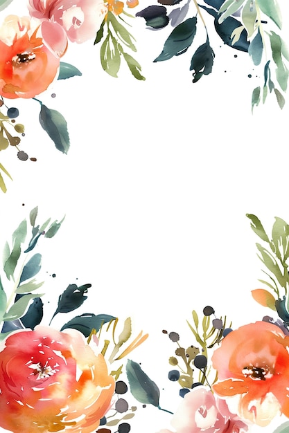 Photo a watercolor painting of a flowery background with a pink flower in the center