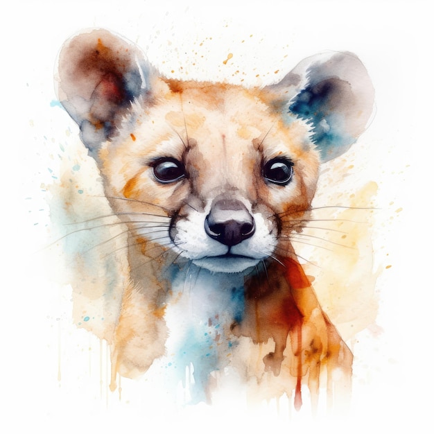 Watercolor painting of fossa