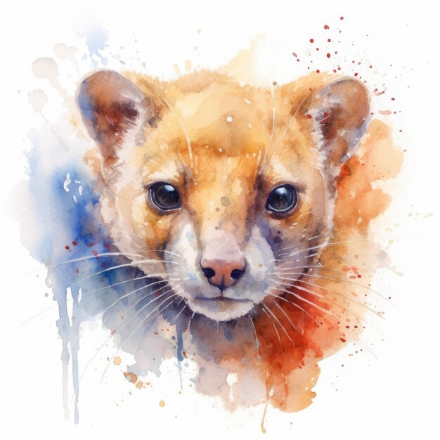 Photo watercolor painting of fossa