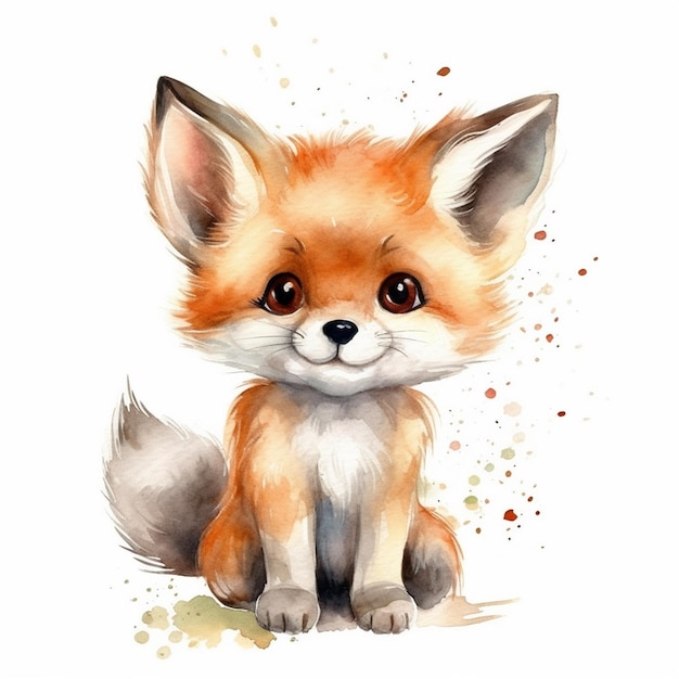 Watercolor painting of a fox