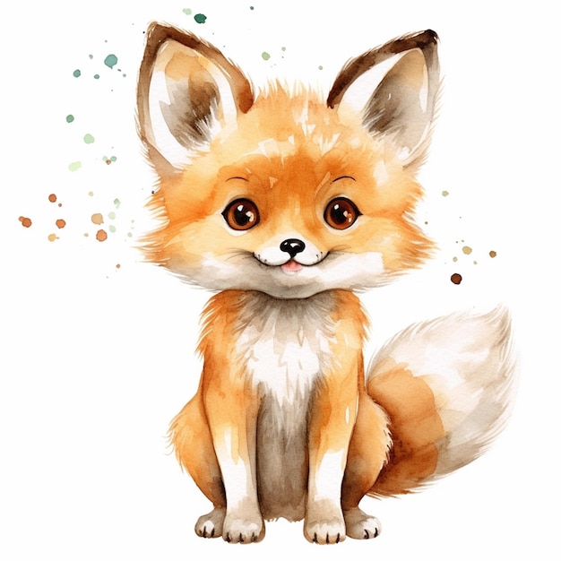 Watercolor painting of a fox