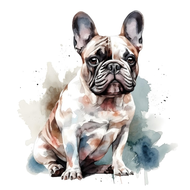 Watercolor painting of a french bulldog