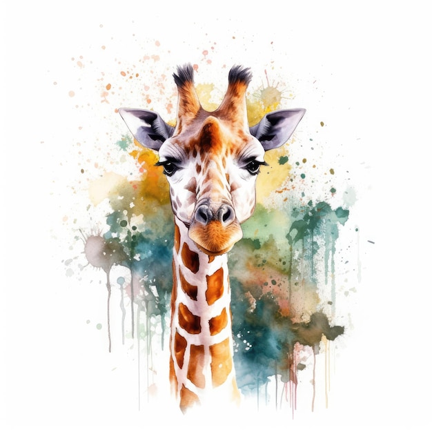 Акварельный рисунок жирафа