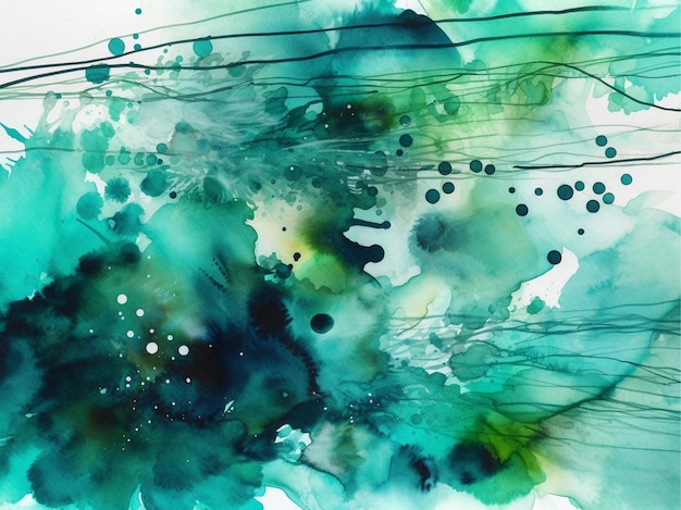 A watercolor painting of green and blue watercolors