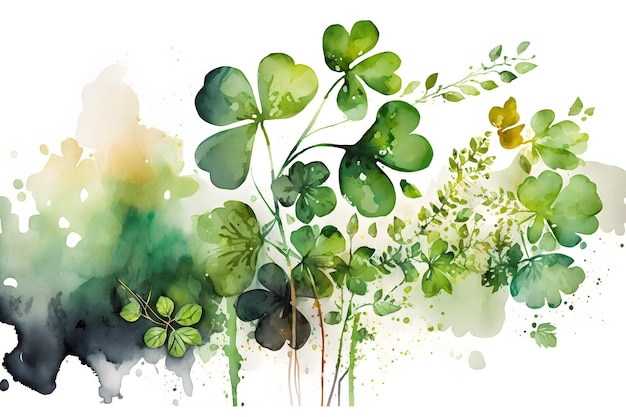 A watercolor painting of a green clover.