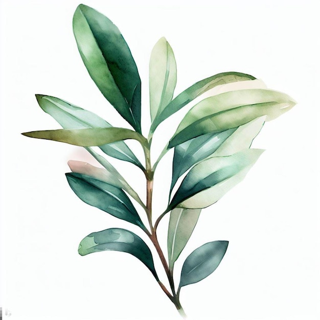 A watercolor painting of a green leaf with the word laurel on it.