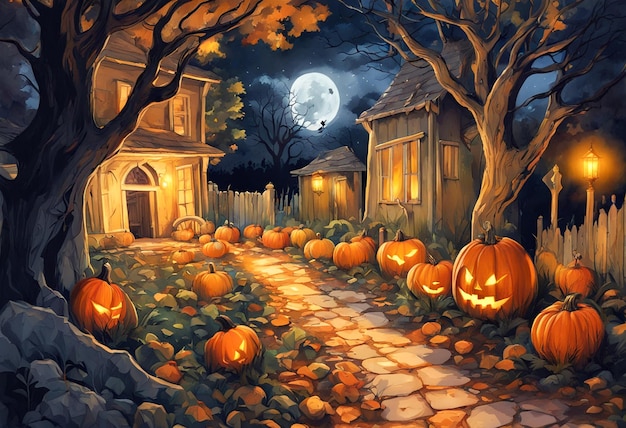 Watercolor Painting Halloween Festival