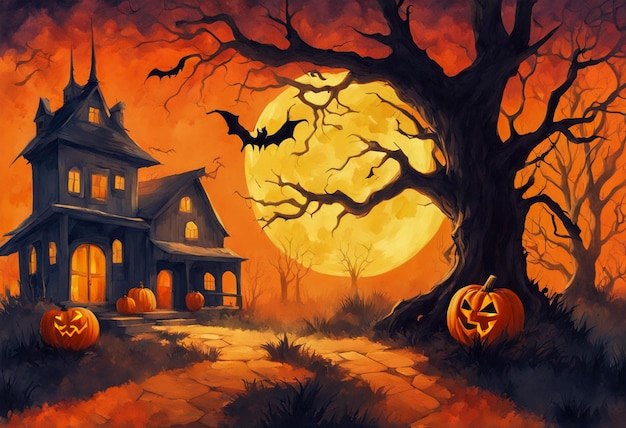 Watercolor Painting Halloween Festival