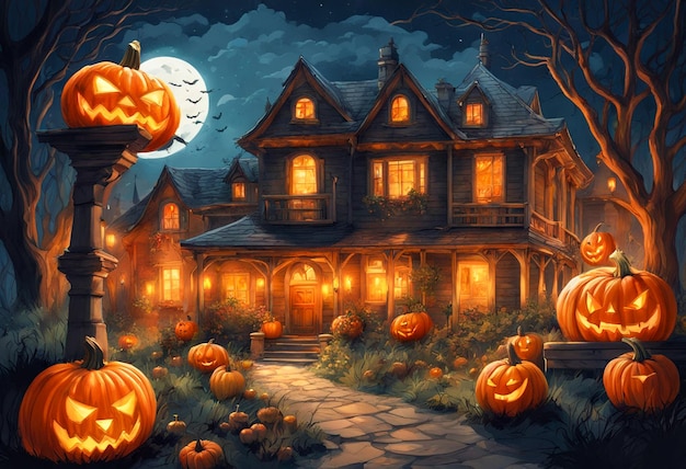 Photo watercolor painting halloween festival