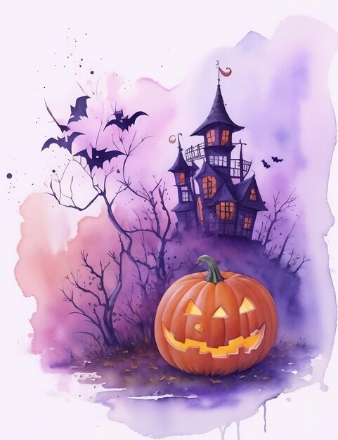 Watercolor painting of halloweens factitive