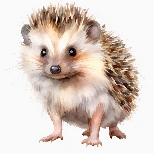 A watercolor painting of a hedgehog