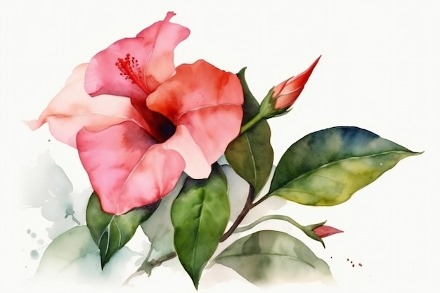 A watercolor painting of a hibiscus flower.