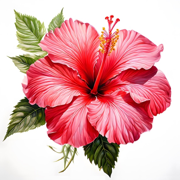 Watercolor painting of hibiscus on white background