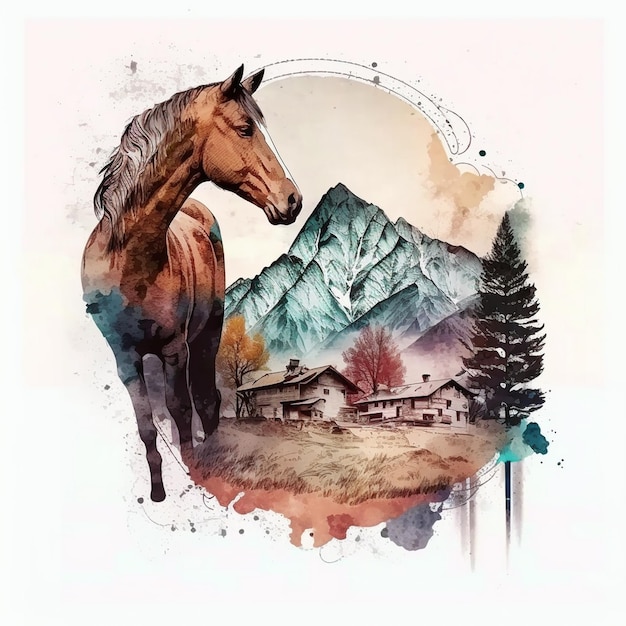 Watercolor painting of a horse