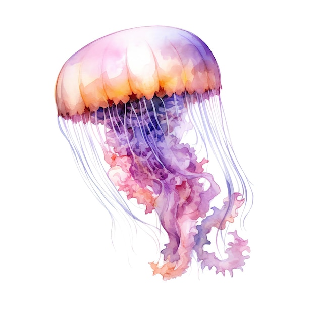 Photo a watercolor painting of a jellyfish with purple and pink colors