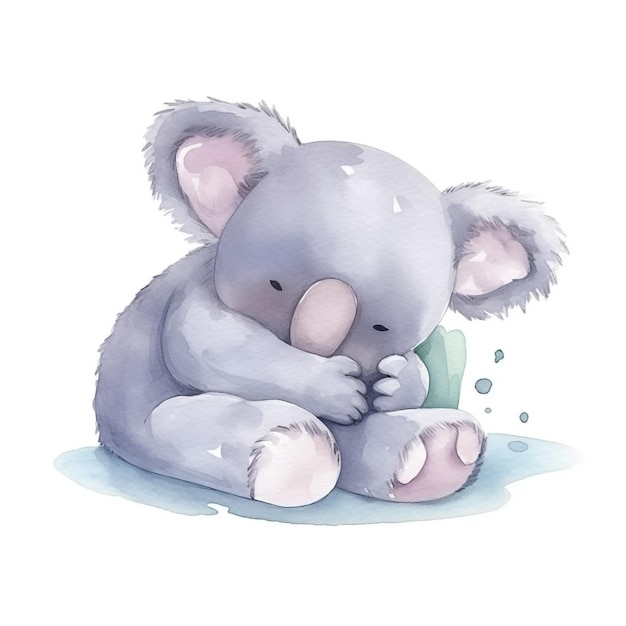 A watercolor painting of a koala bear.