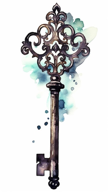 A watercolor painting of a lamp post.