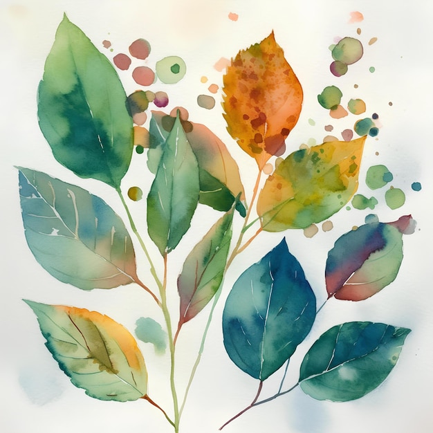 Photo watercolor painting leafs
