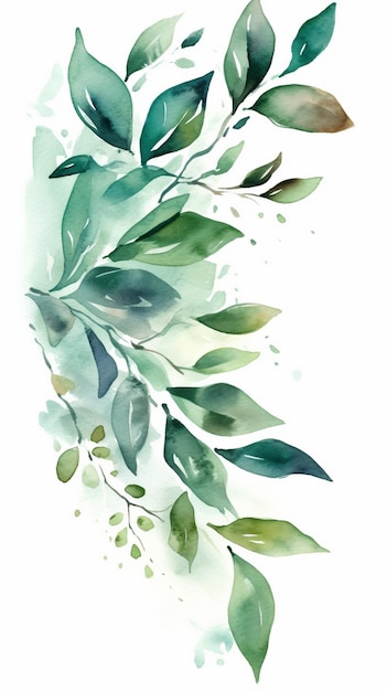 a watercolor painting of leaves and watercolors.