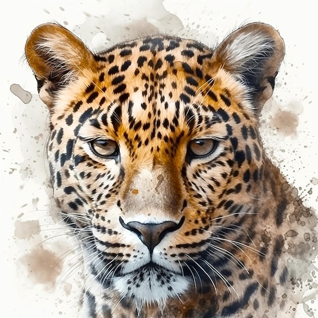 Premium Photo  Watercolor painting of a leopard with a brown and