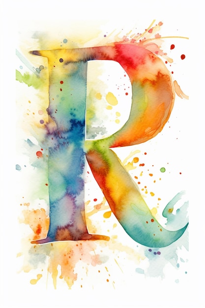 Watercolor painting of a letter r