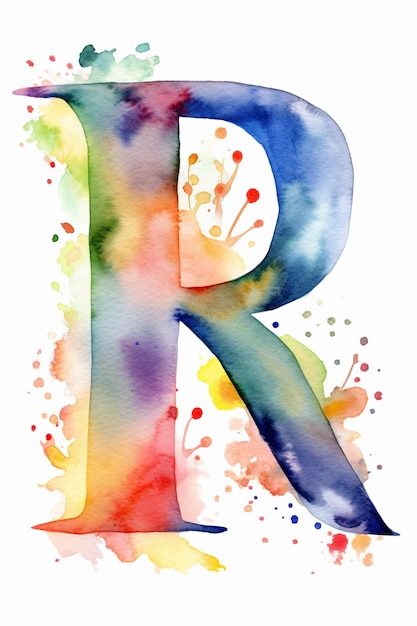 A watercolor painting of a letter r