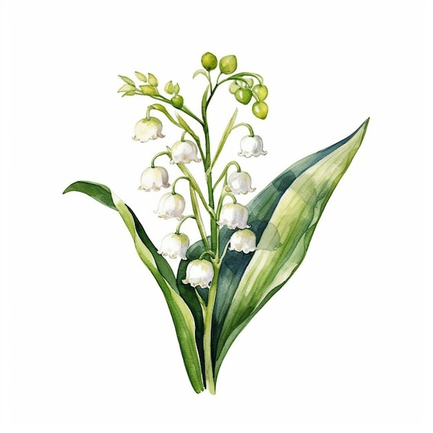 Photo a watercolor painting of lily of the valley