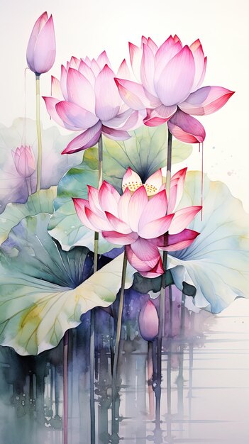 Photo a watercolor painting of a lotus flower