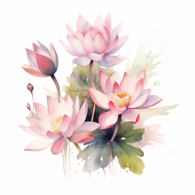 Watercolor painting of a lotus flower