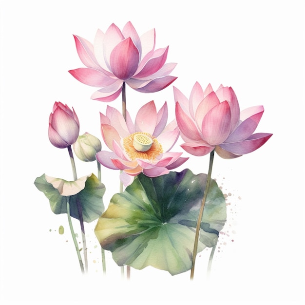 A watercolor painting of a lotus flower.