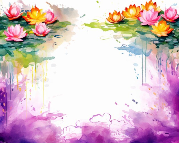 Photo watercolor painting of lotus flowers on a white background