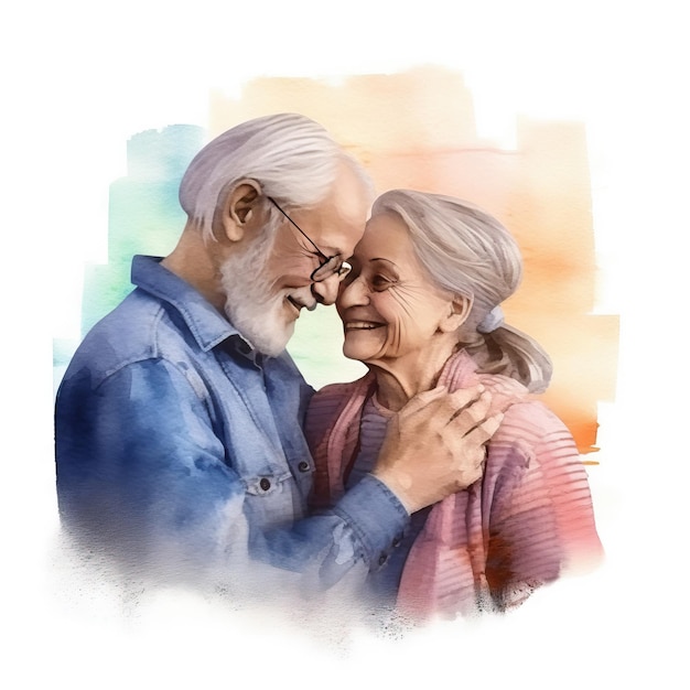 Watercolor painting of lovers in their 30s