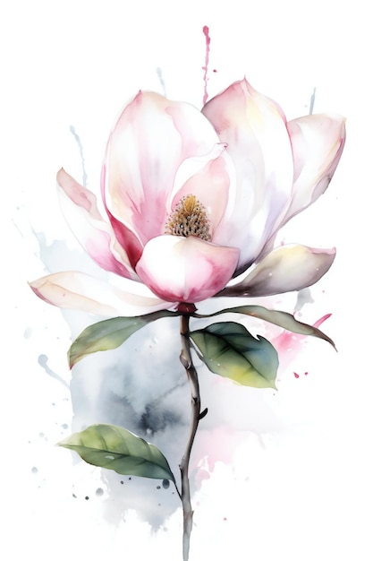 A watercolor painting of a magnolia flower.