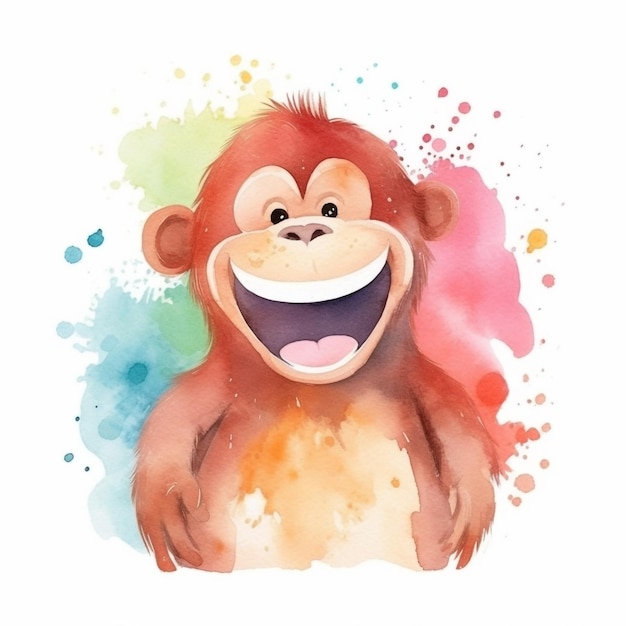 Watercolor painting of a monkey.