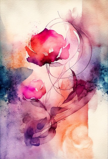 Watercolor painting for Mothers Day abstract backgroundGenerative AI