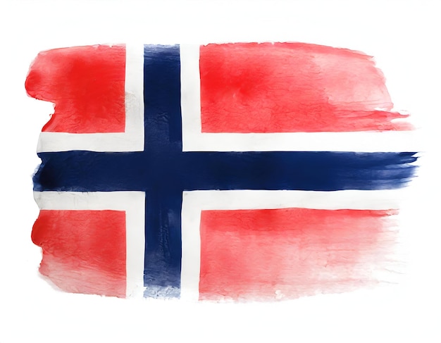 Photo watercolor painting norway flag