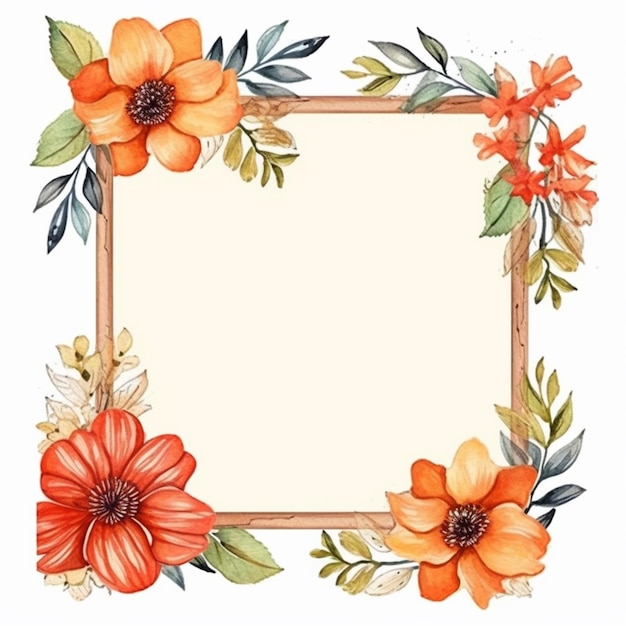 A watercolor painting of an orange flower frame generative ai