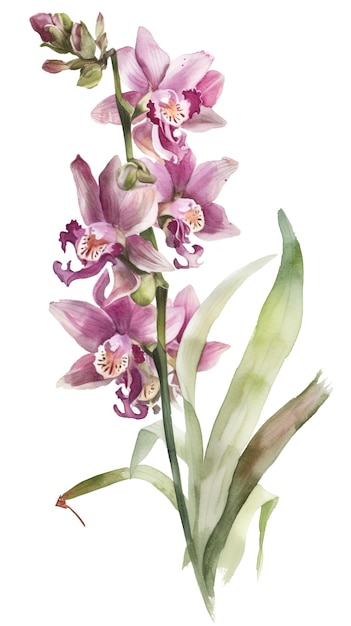 a watercolor painting of orchids by person