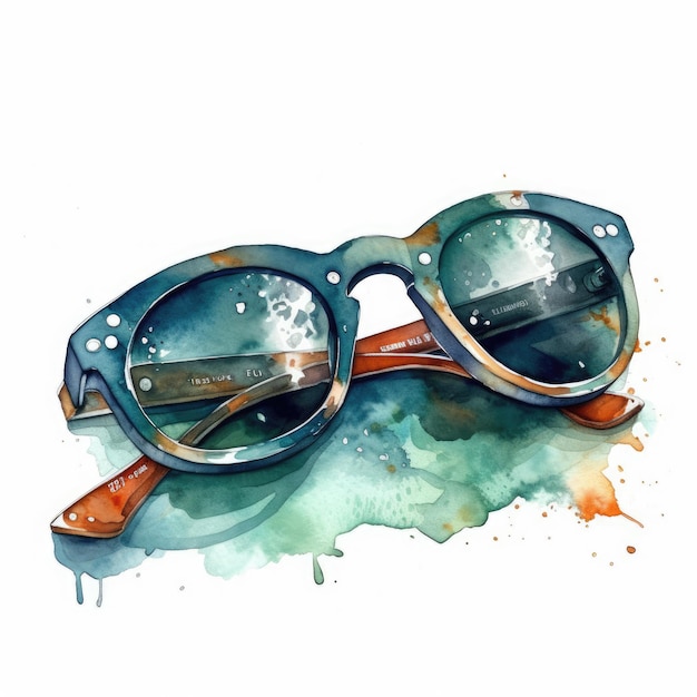 A watercolor painting of a pair of sunglasses.