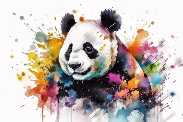 Watercolor painting of a panda on a white background Wildlife Animals Illustration generative AI