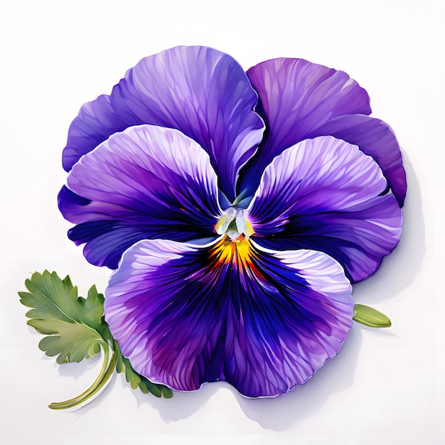 Watercolor painting of pansy on white background