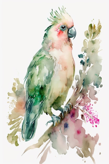 A watercolor painting of a parrot