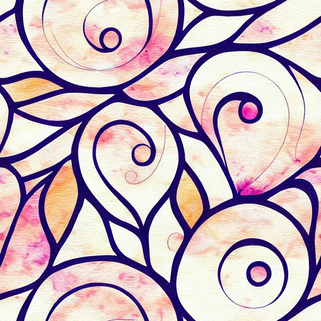 A watercolor painting of a pattern with swirls and the word " love ".