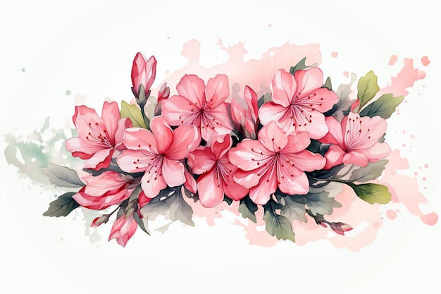 A watercolor painting of pink flowers.