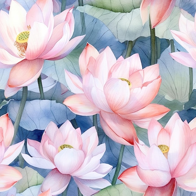 A watercolor painting of a pink lotus flower