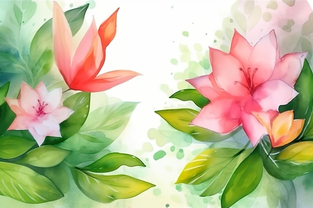 A watercolor painting of pink lotus flowers